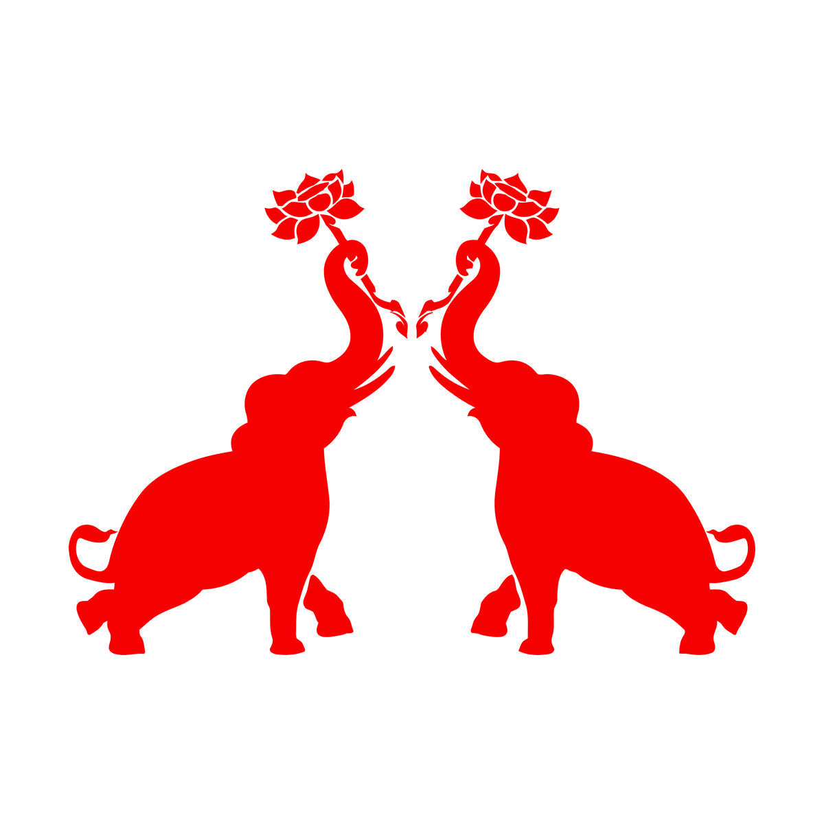 Wall Decals Paster Paper Couple Elephants African Animals Flowers Do Not Damage The Wall Surface