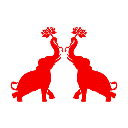 Wall Decals Paster Paper Couple Elephants African Animals Flowers Do Not Damage The Wall Surface