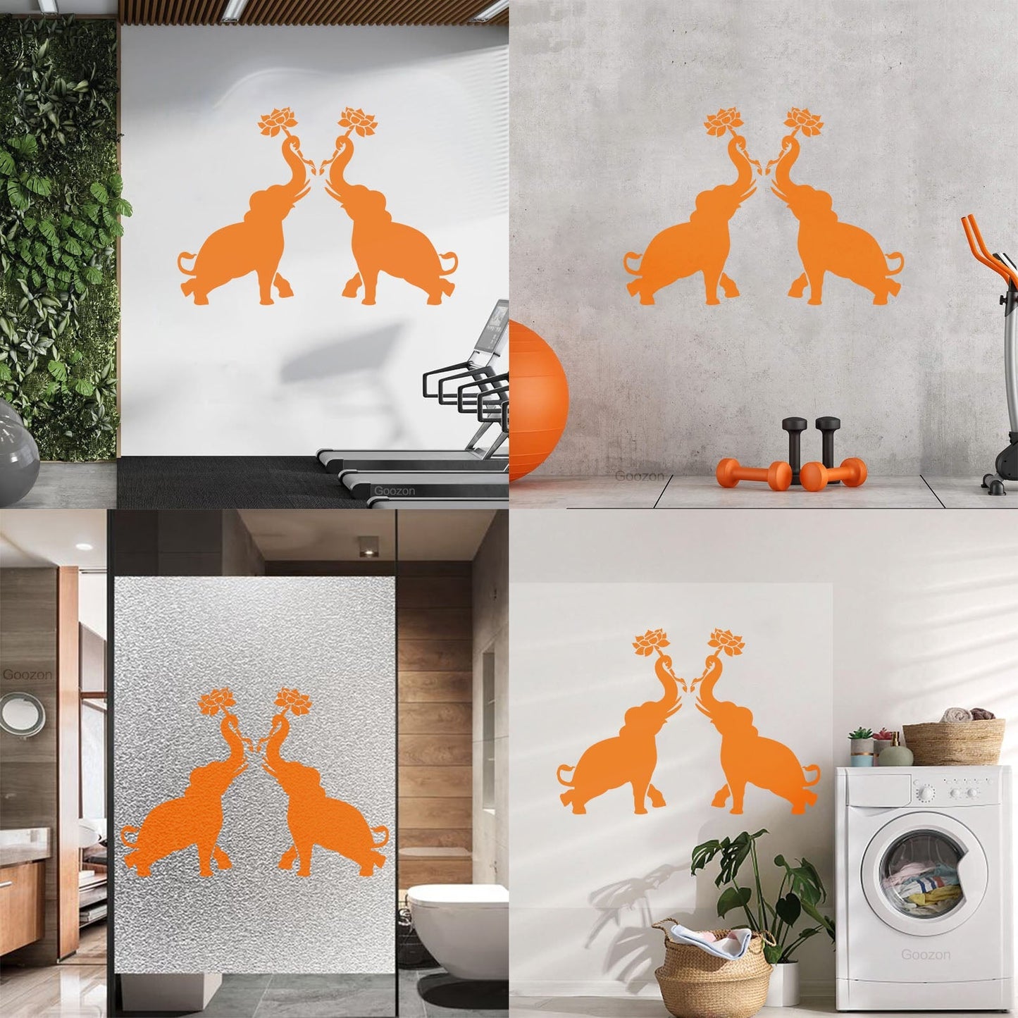 Wall Decals Paster Paper Couple Elephants African Animals Flowers Do Not Damage The Wall Surface