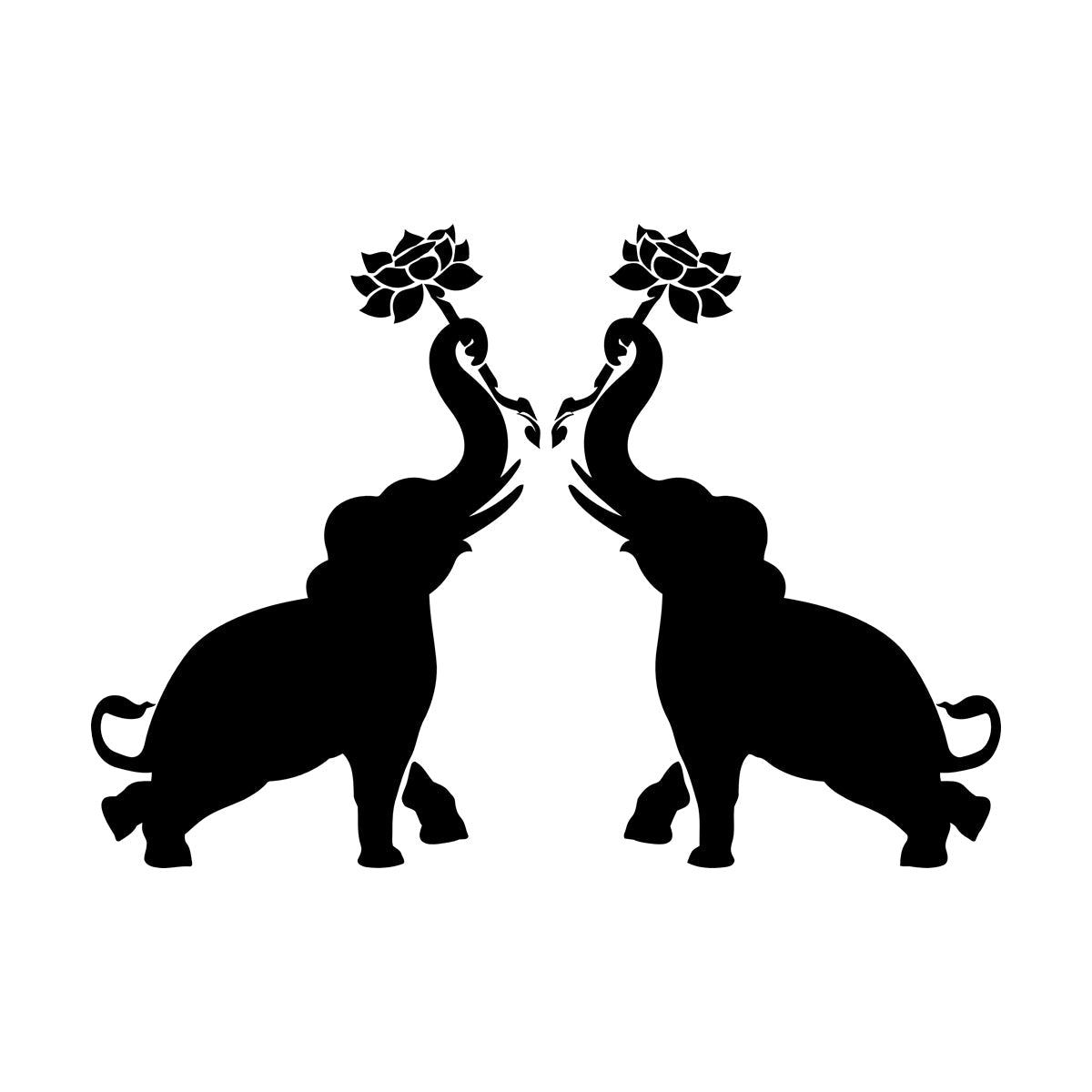 Wall Decals Paster Paper Couple Elephants African Animals Flowers Do Not Damage The Wall Surface