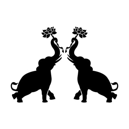 Wall Decals Paster Paper Couple Elephants African Animals Flowers Do Not Damage The Wall Surface