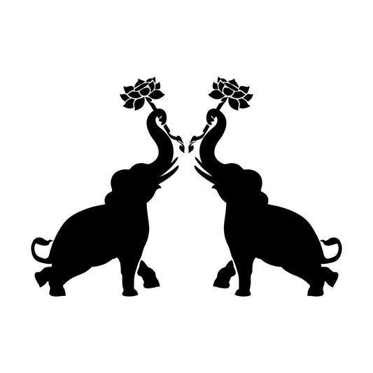 Wall Decals Paster Paper Couple Elephants African Animals Flowers Do Not Damage The Wall Surface