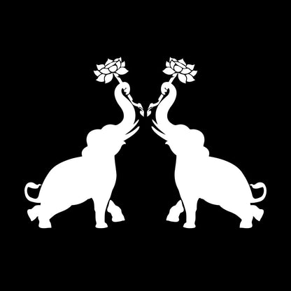 Wall Decals Paster Paper Couple Elephants African Animals Flowers Do Not Damage The Wall Surface