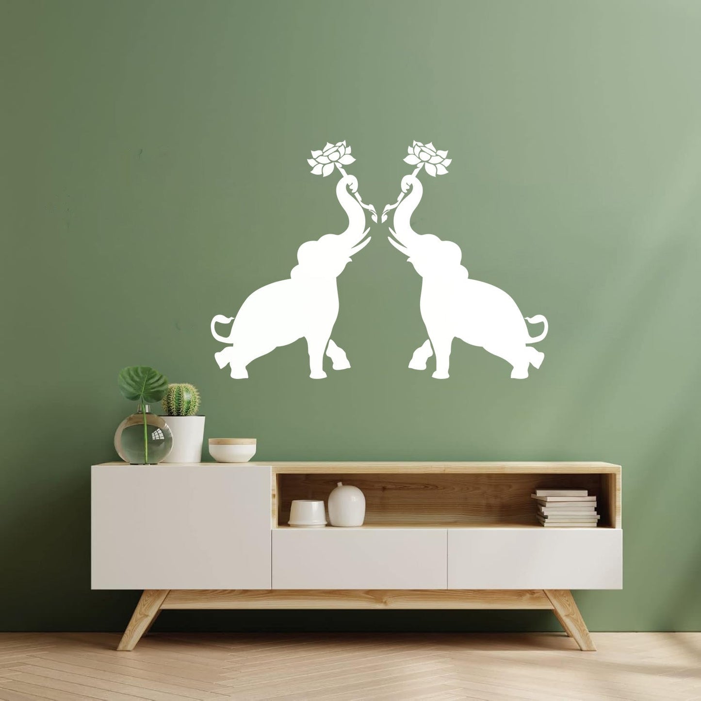 Wall Decals Paster Paper Couple Elephants African Animals Flowers Do Not Damage The Wall Surface