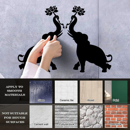 Wall Decals Paster Paper Couple Elephants African Animals Flowers Do Not Damage The Wall Surface