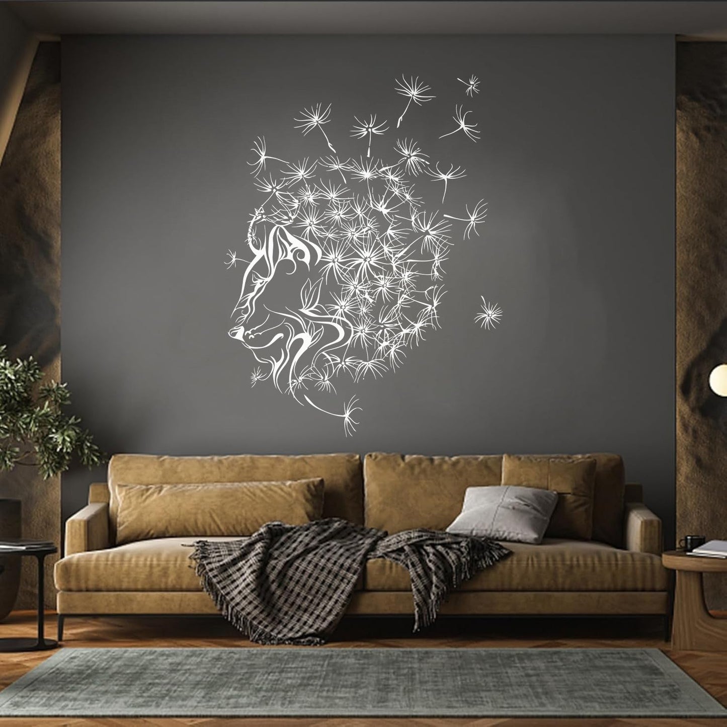Mural And Wall Vinyl Decal Dandelion Abstract Lion Flower Floral Multiple Size Options