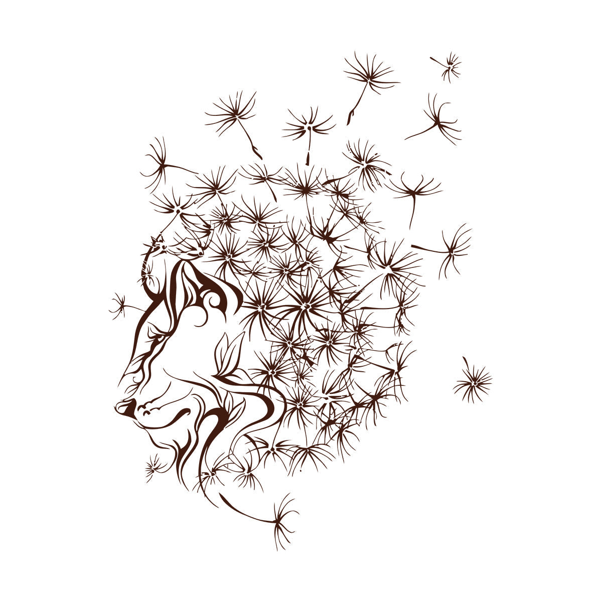 Mural And Wall Vinyl Decal Dandelion Abstract Lion Flower Floral Multiple Size Options