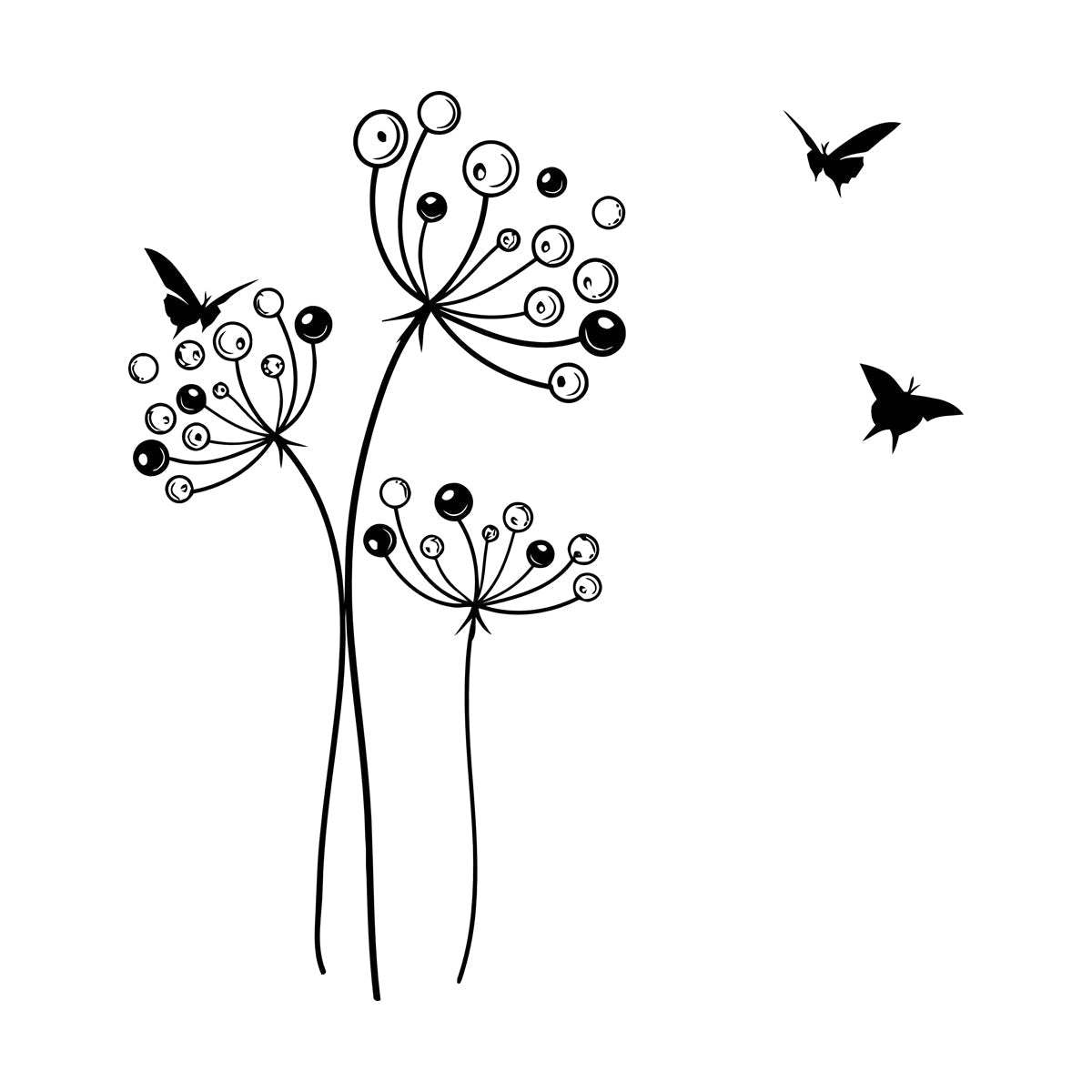 Wall Stickers Dandelion Flower Birds Can Modify And Add Information