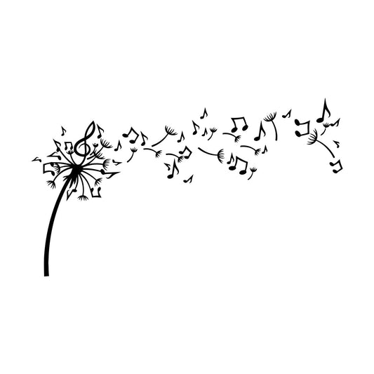 Wall Decals Dandelion Flowers Music Notes Patterns Self Adhesive