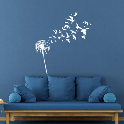 Fine Carving Decals Dandelion Flower Bud Floral Birds Patterns It Won'T Fall Off