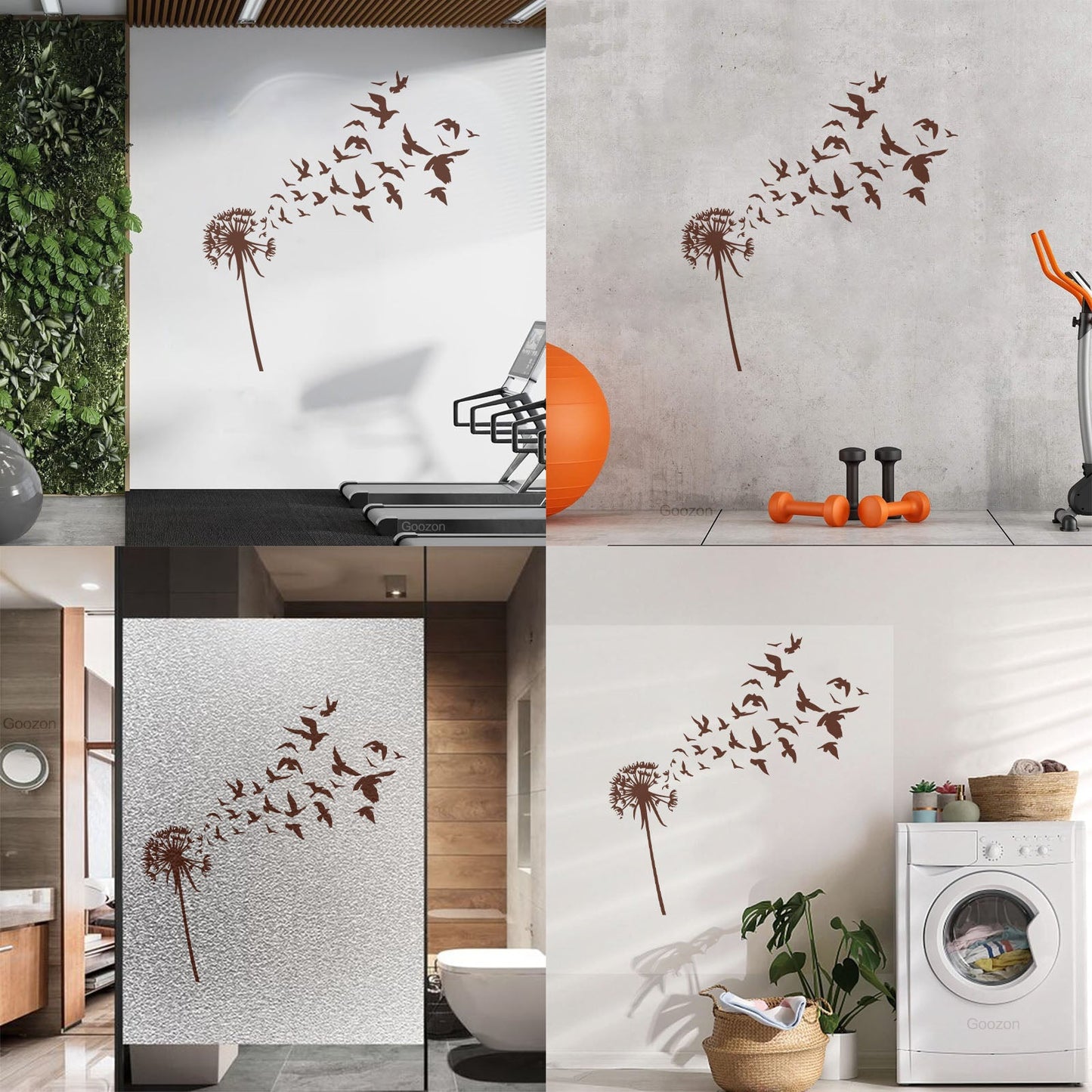 Fine Carving Decals Dandelion Flower Bud Floral Birds Patterns It Won'T Fall Off