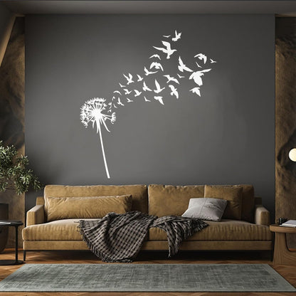 Fine Carving Decals Dandelion Flower Bud Floral Birds Patterns It Won'T Fall Off