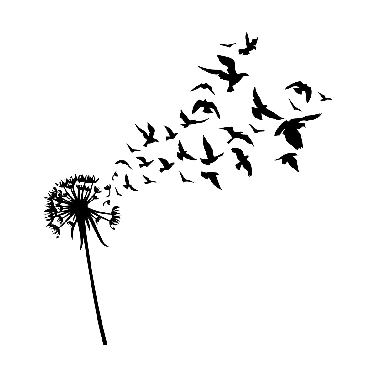 Fine Carving Decals Dandelion Flower Bud Floral Birds Patterns It Won'T Fall Off