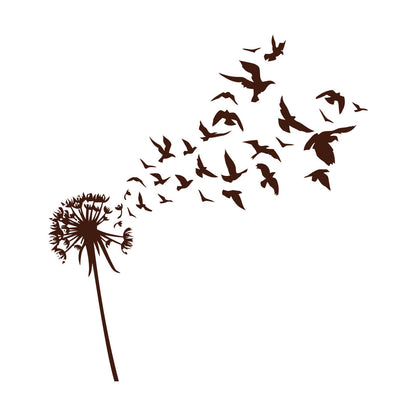 Fine Carving Decals Dandelion Flower Bud Floral Birds Patterns It Won'T Fall Off