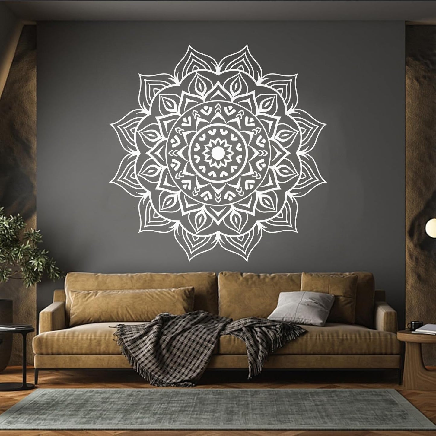 Wall Decals Ethnic Style Round Flower Mandala Ornament Store Decoration