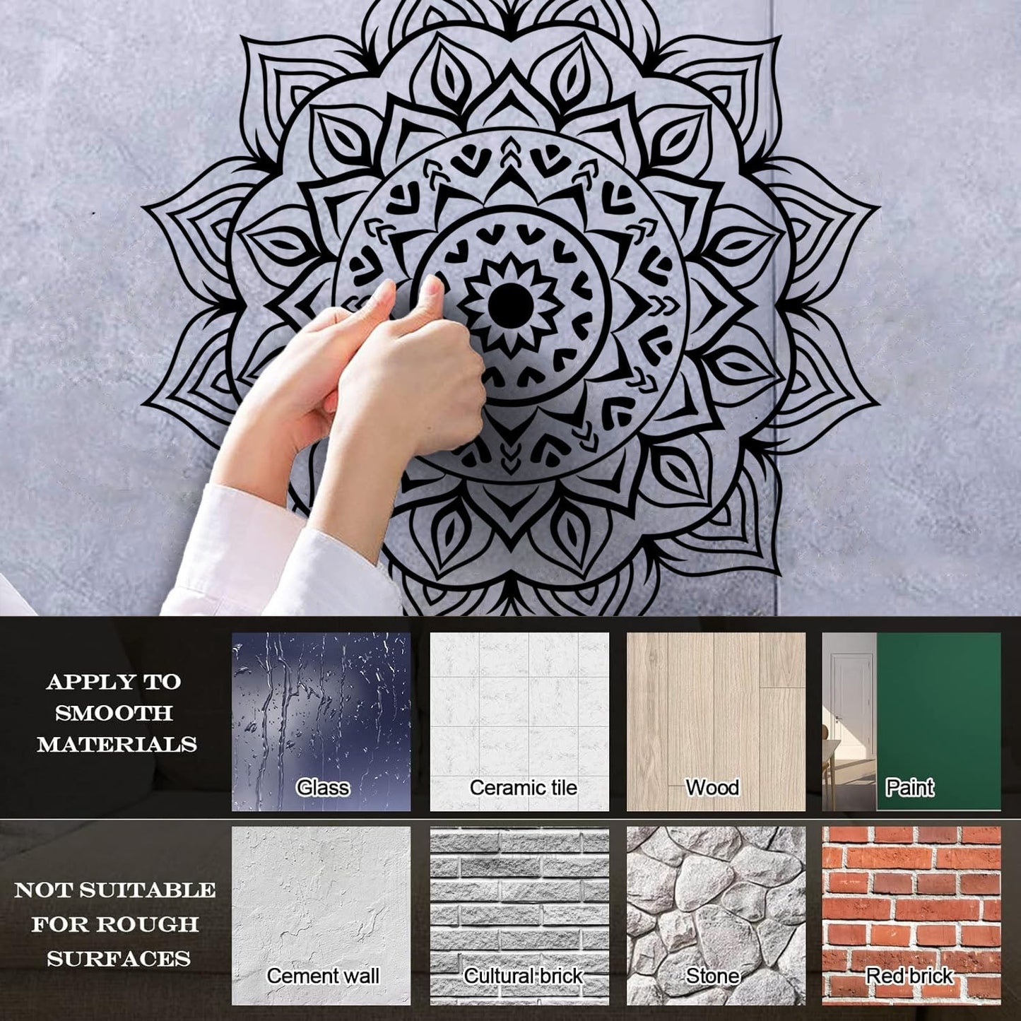 Wall Decals Ethnic Style Round Flower Mandala Ornament Store Decoration