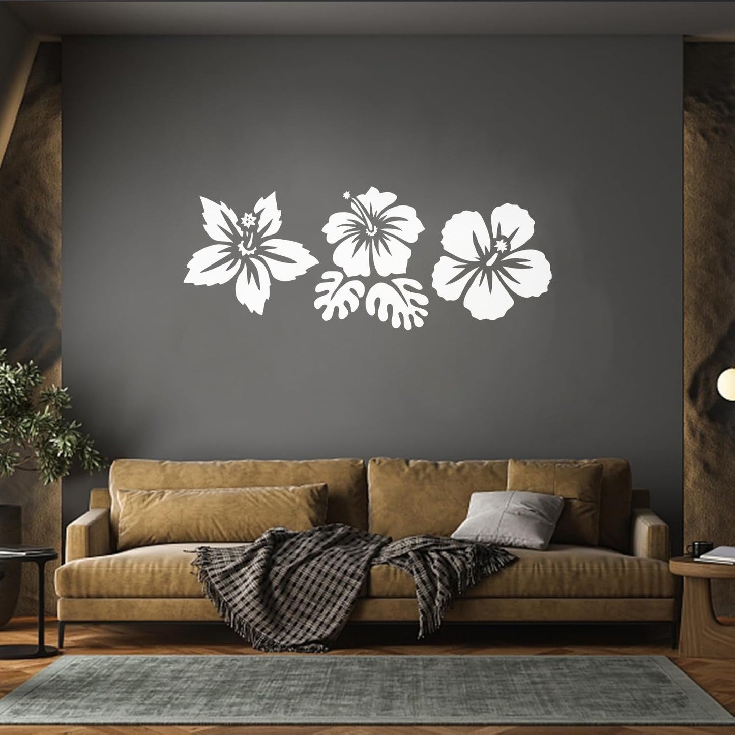 Engraving Decals Exotic Flowers Buds Beach Style Removable Without Leaving Glue