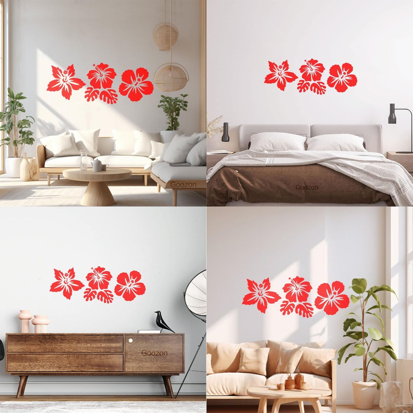 Engraving Decals Exotic Flowers Buds Beach Style Removable Without Leaving Glue