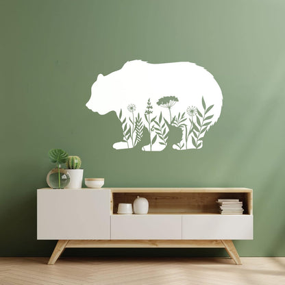 Wall Decals Pvc Floral Motif Bear Animal Predator Flowers Natural Personalized Customization