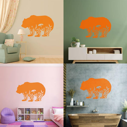Wall Decals Pvc Floral Motif Bear Animal Predator Flowers Natural Personalized Customization