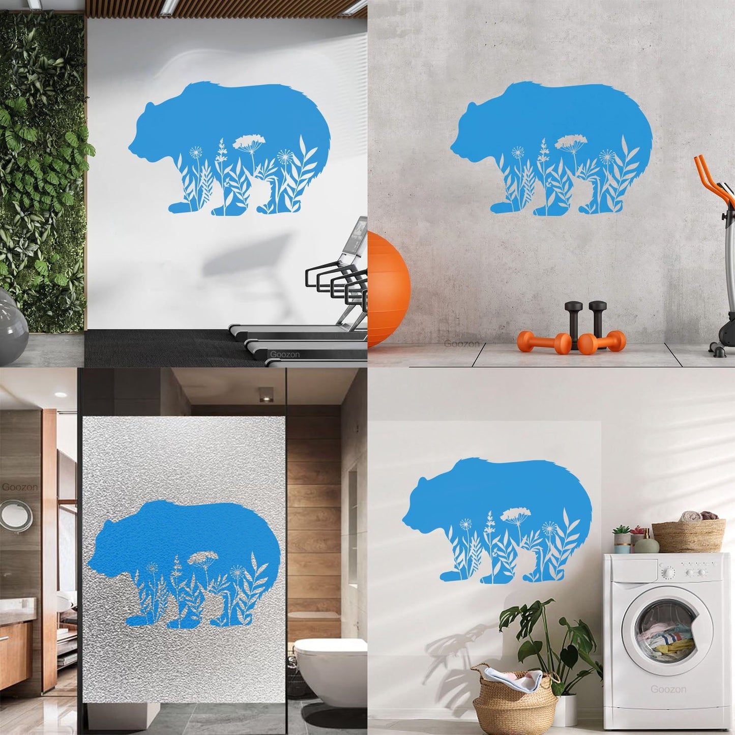 Wall Decals Pvc Floral Motif Bear Animal Predator Flowers Natural Personalized Customization