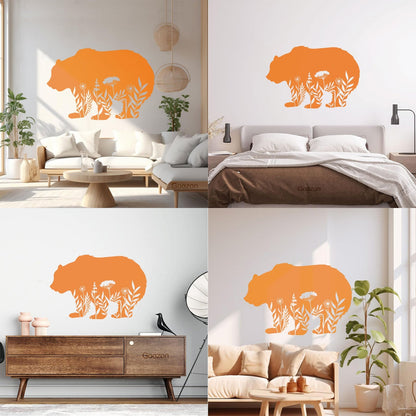 Wall Decals Pvc Floral Motif Bear Animal Predator Flowers Natural Personalized Customization