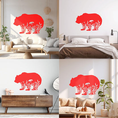 Wall Decals Pvc Floral Motif Bear Animal Predator Flowers Natural Personalized Customization