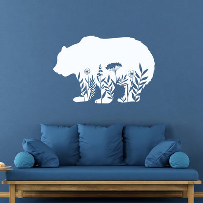 Wall Decals Pvc Floral Motif Bear Animal Predator Flowers Natural Personalized Customization