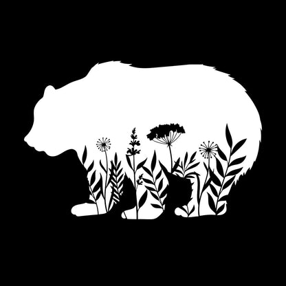 Wall Decals Pvc Floral Motif Bear Animal Predator Flowers Natural Personalized Customization