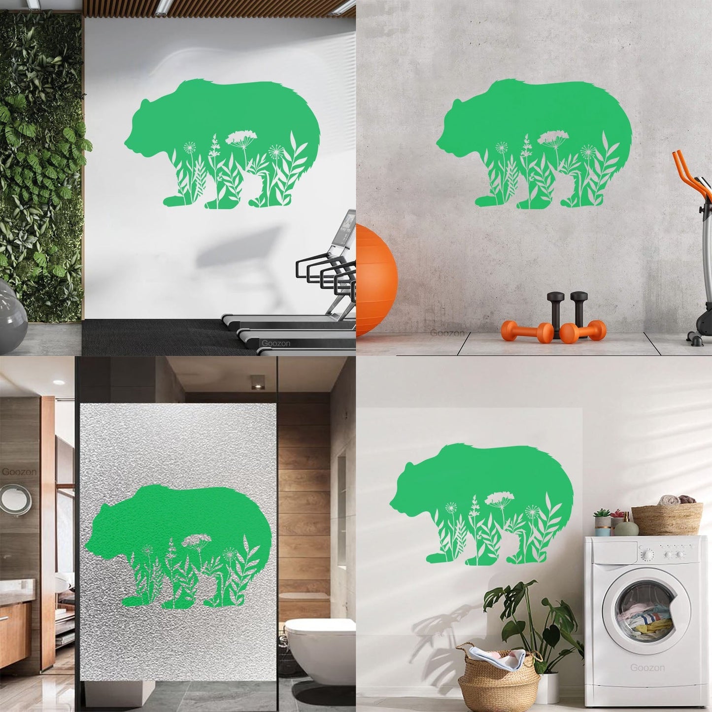 Wall Decals Pvc Floral Motif Bear Animal Predator Flowers Natural Personalized Customization