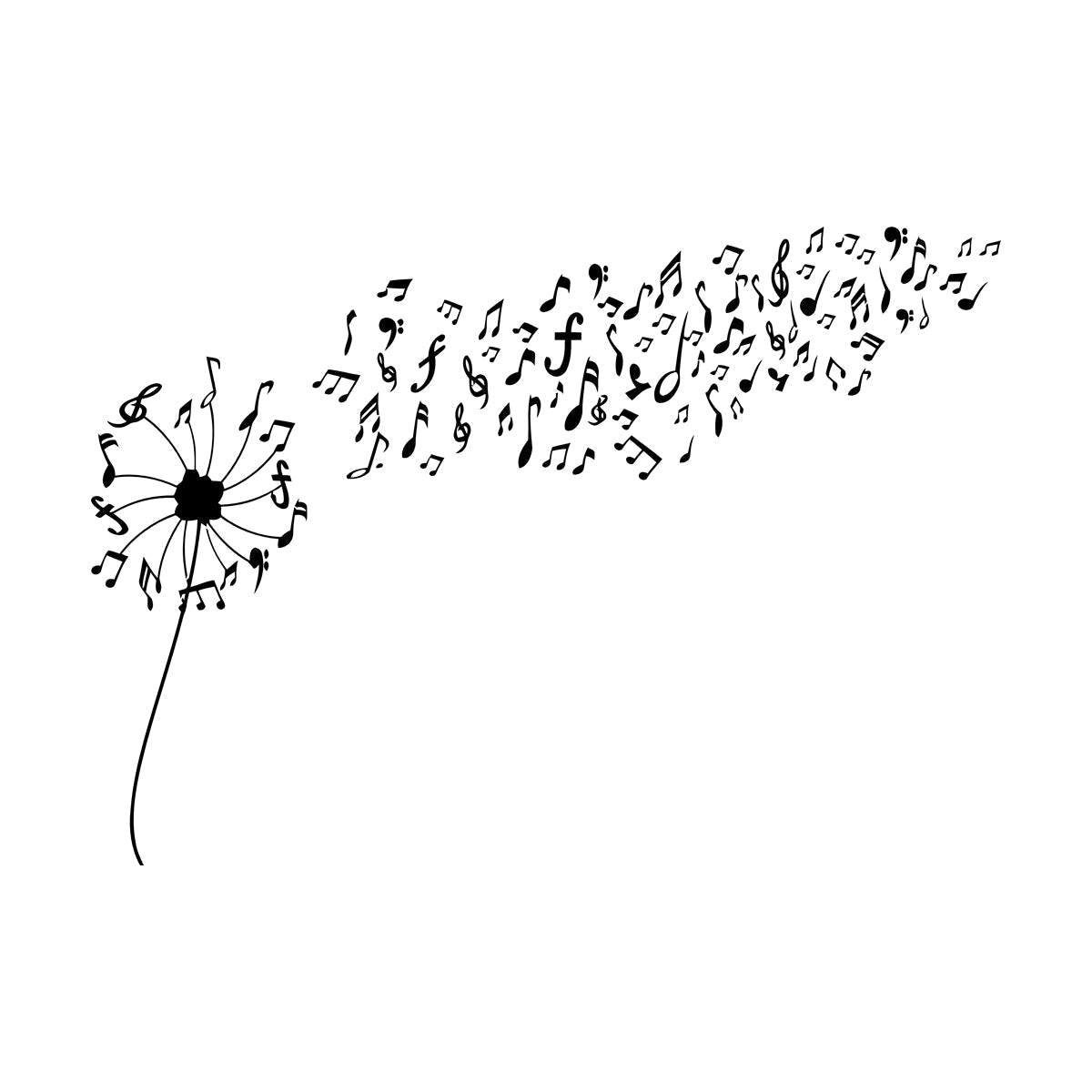 Wall Decals Flower Abstract Dandelion Musical Notes Car Body Decoration