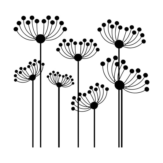 Vinyl Wall Decals Flowerbed Abstract Flowers Garden Window Decals