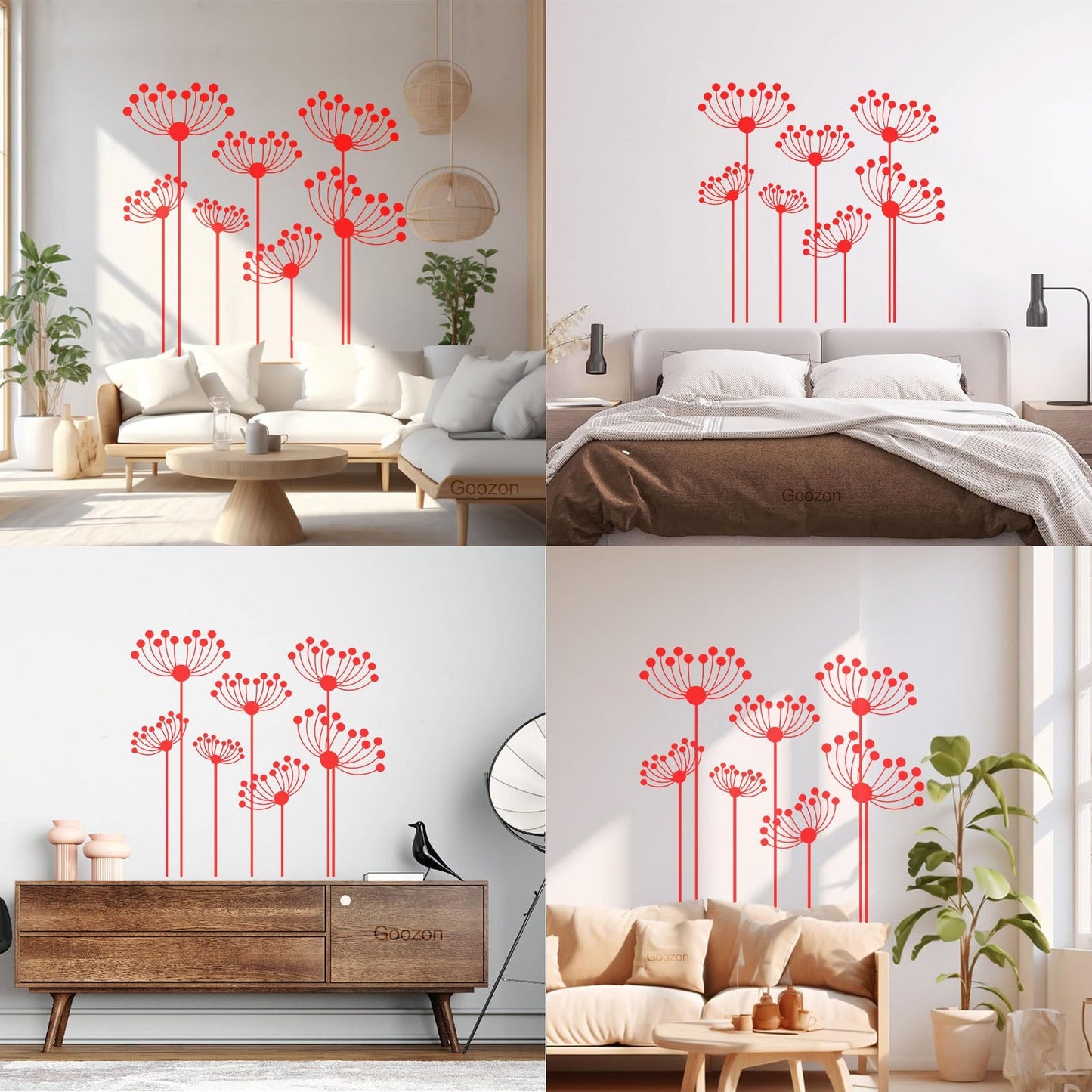 Vinyl Wall Decals Flowerbed Abstract Flowers Garden Window Decals
