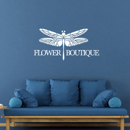 Engraving Decals Flower Boutique Logo Dragonfly Glass Stickers