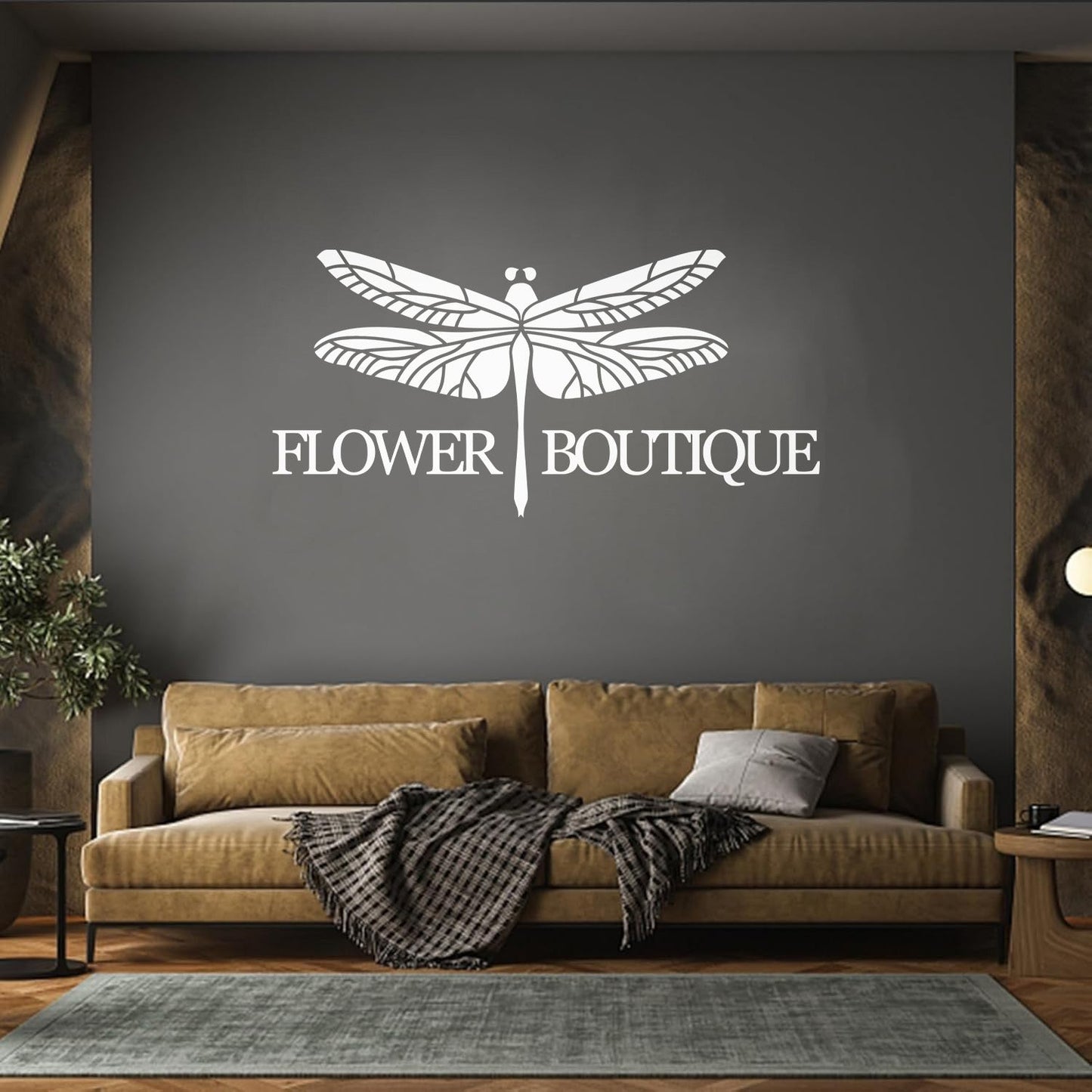 Engraving Decals Flower Boutique Logo Dragonfly Glass Stickers