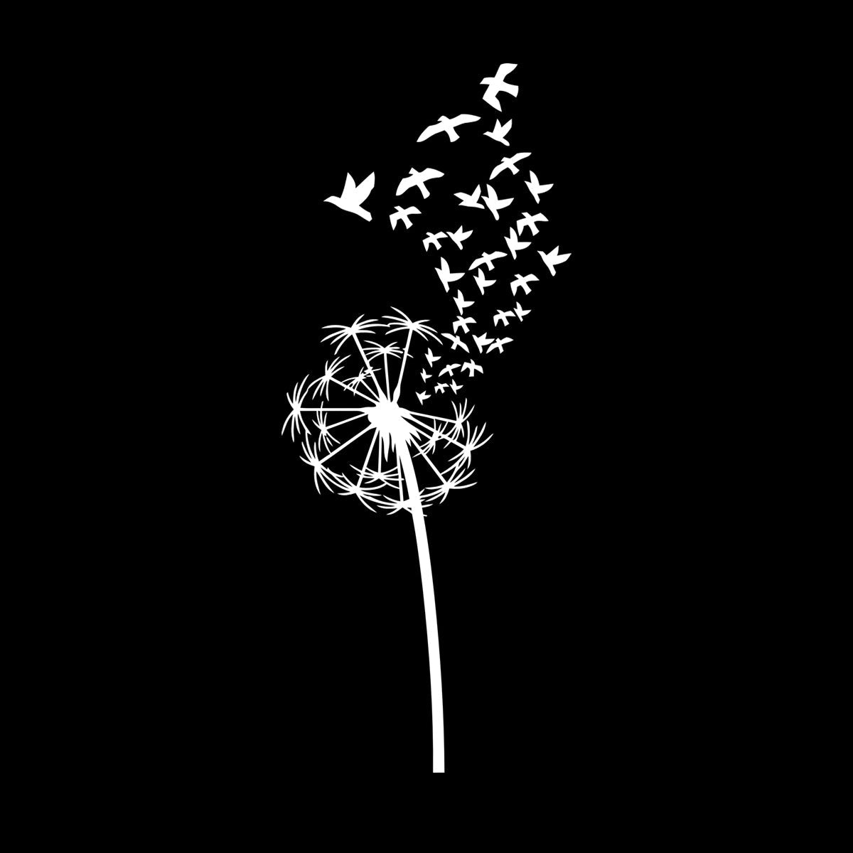 Vinyl Art Sticker Flower Dandelion With Birds Patterns Natural Summer Equipped With Transfer Film Kit