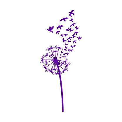 Vinyl Art Sticker Flower Dandelion With Birds Patterns Natural Summer Equipped With Transfer Film Kit