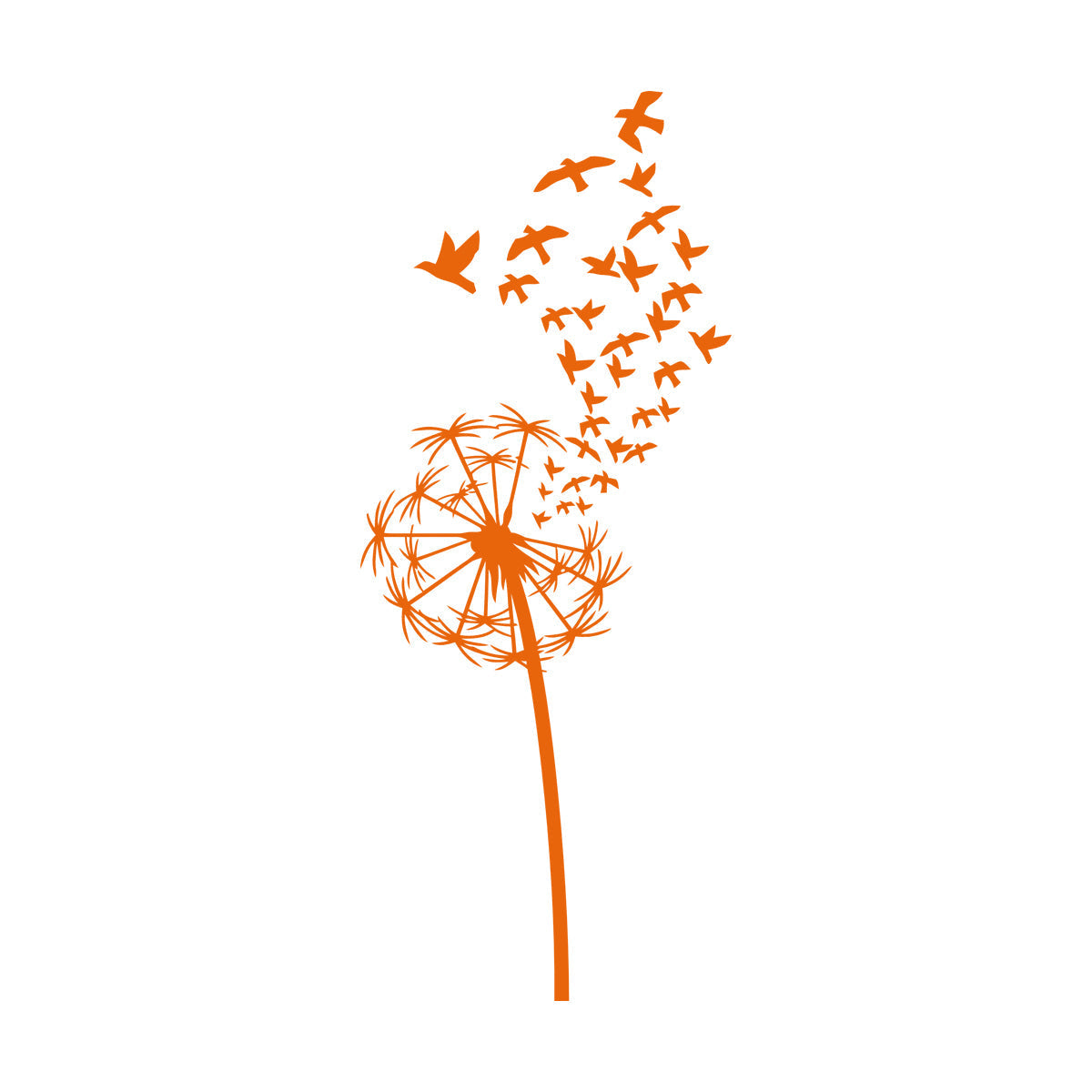 Vinyl Art Sticker Flower Dandelion With Birds Patterns Natural Summer Equipped With Transfer Film Kit