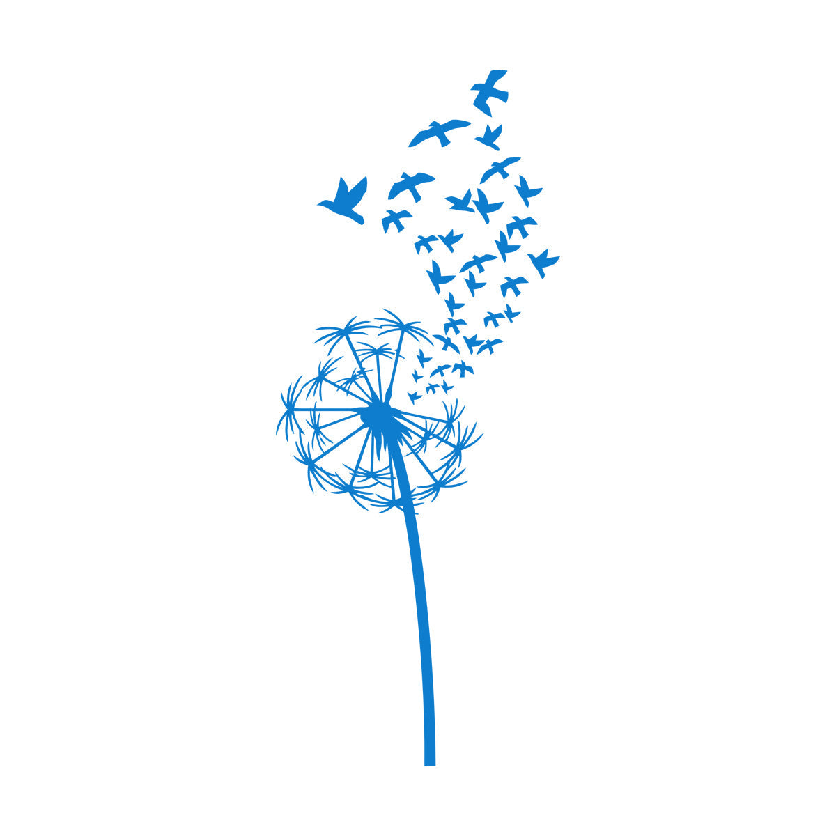 Vinyl Art Sticker Flower Dandelion With Birds Patterns Natural Summer Equipped With Transfer Film Kit