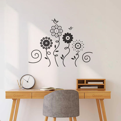 Lettering Stickers Flowers Garden Birds Natural Nursery Easy Installation