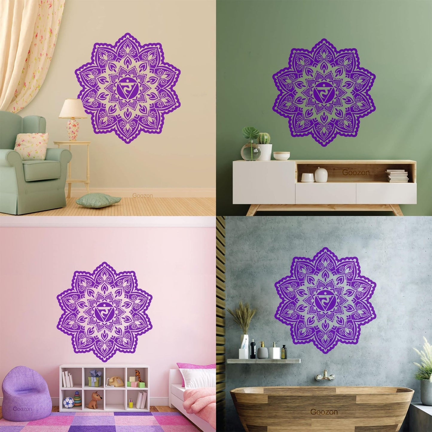 Vinyl Wall Decals Flowers Mandala Patterns Ornament Meditate Balance It Won'T Fall Off
