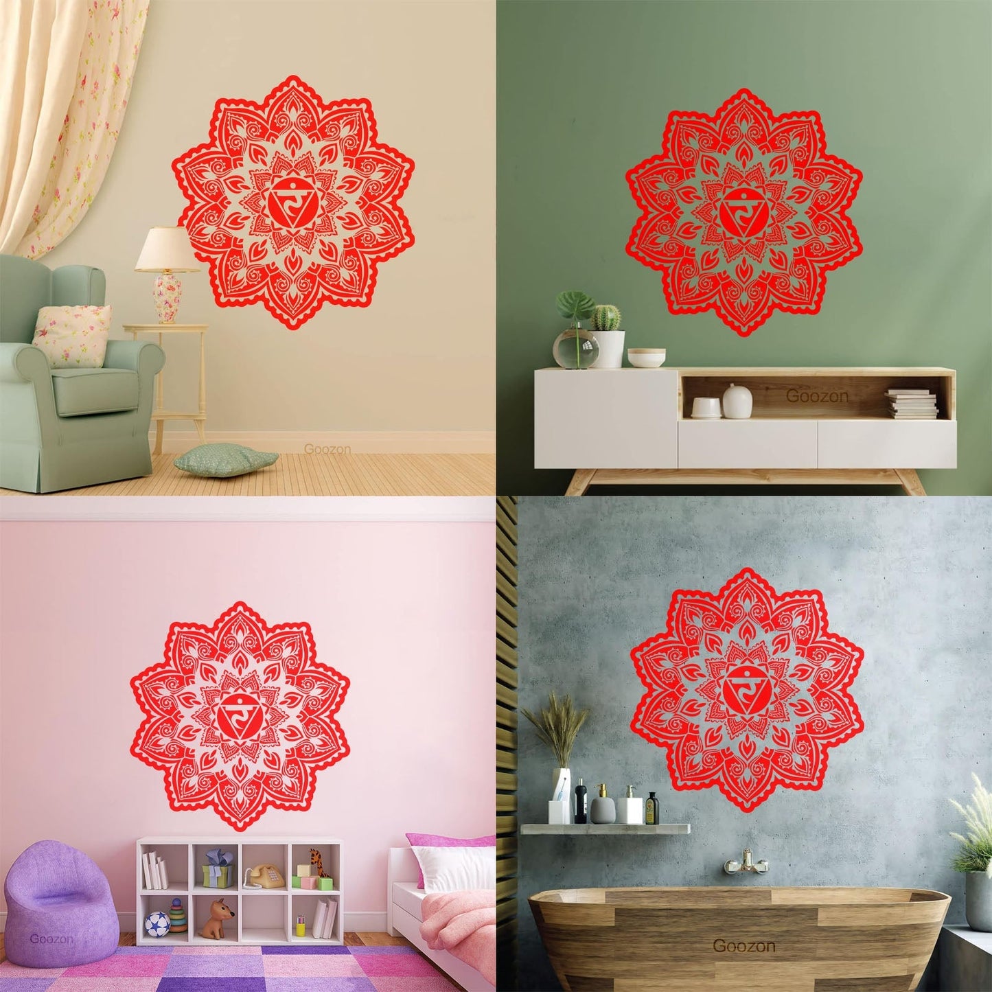Vinyl Wall Decals Flowers Mandala Patterns Ornament Meditate Balance It Won'T Fall Off
