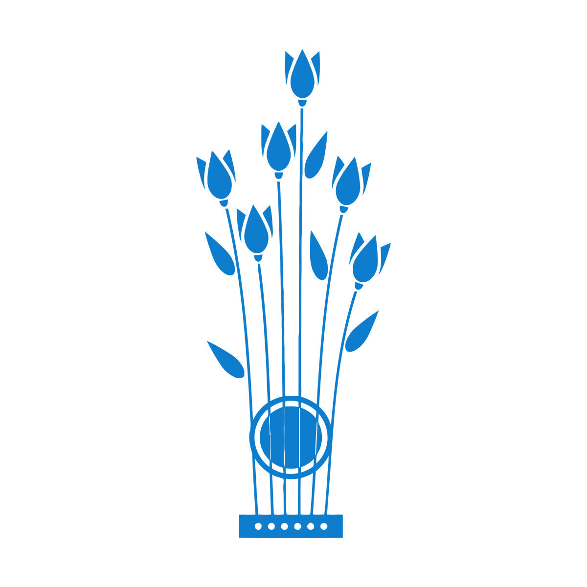 Wall Vinyl Sticker Decor Flowers Tulips Musical Instrument Strings Wall Beautification