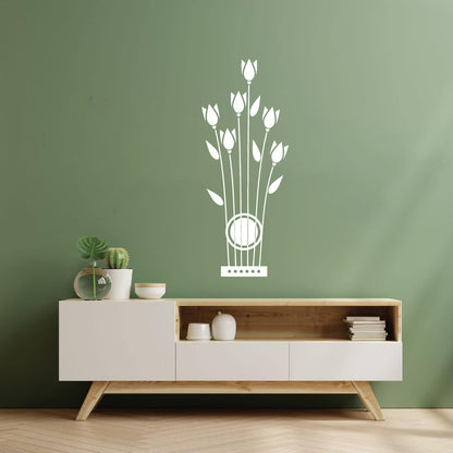 Wall Vinyl Sticker Decor Flowers Tulips Musical Instrument Strings Wall Beautification