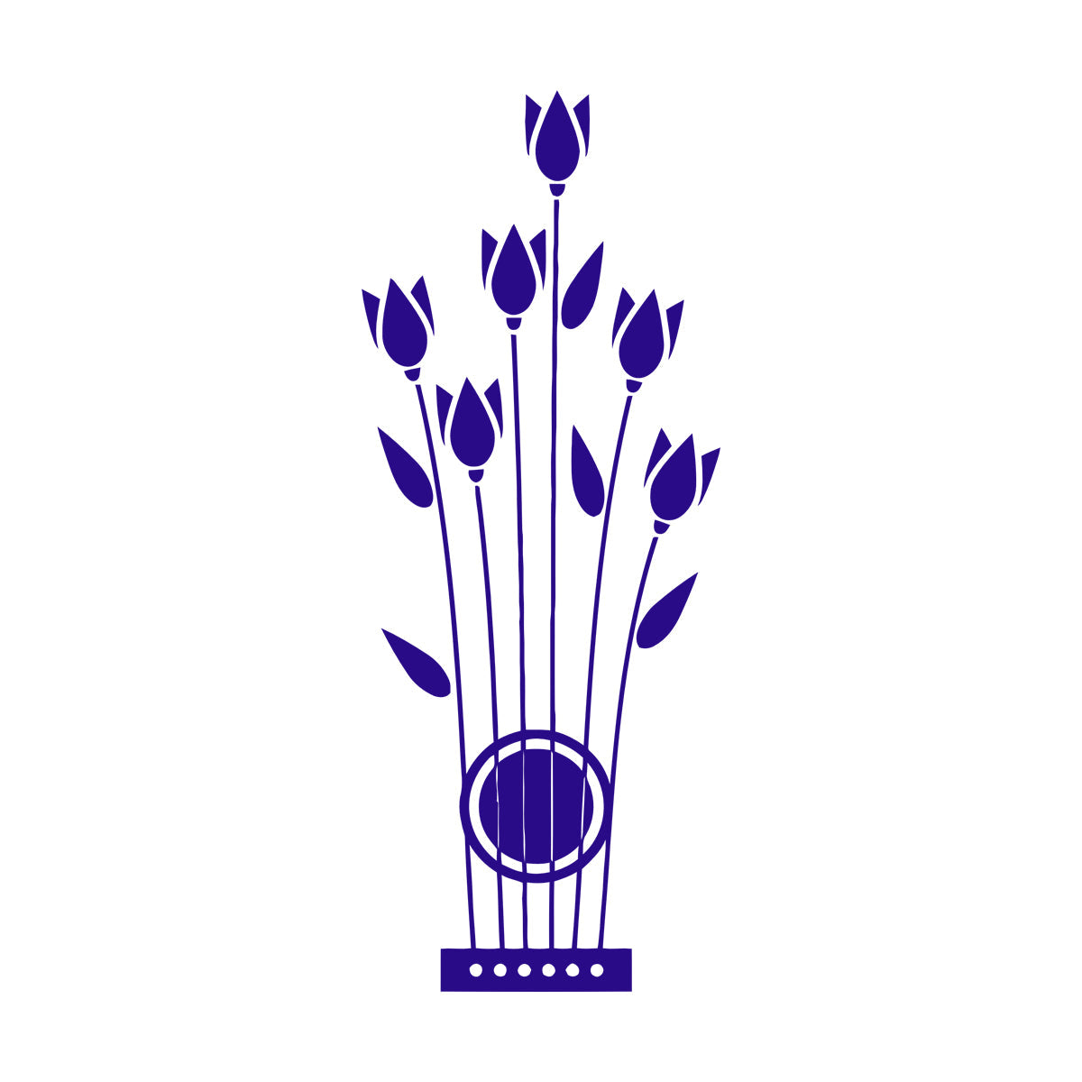 Wall Vinyl Sticker Decor Flowers Tulips Musical Instrument Strings Wall Beautification