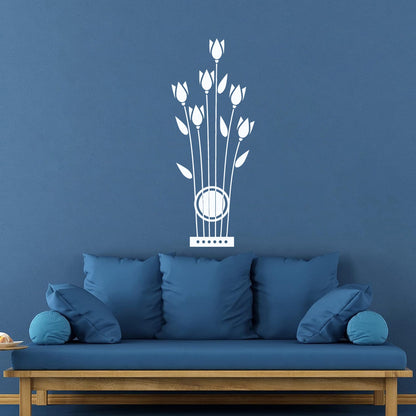 Wall Vinyl Sticker Decor Flowers Tulips Musical Instrument Strings Wall Beautification