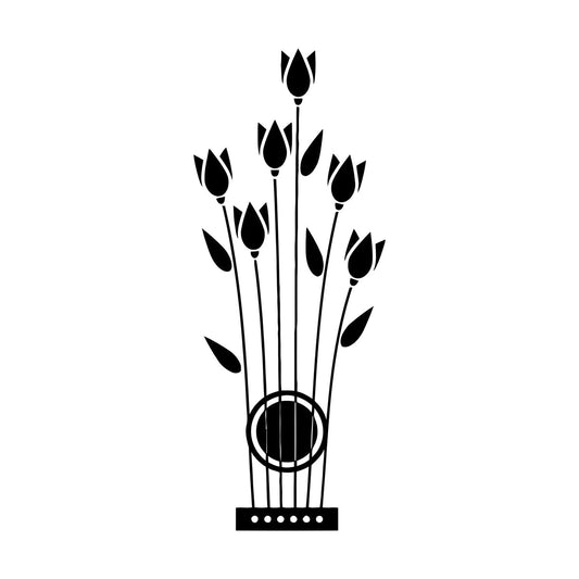 Wall Vinyl Sticker Decor Flowers Tulips Musical Instrument Strings Wall Beautification