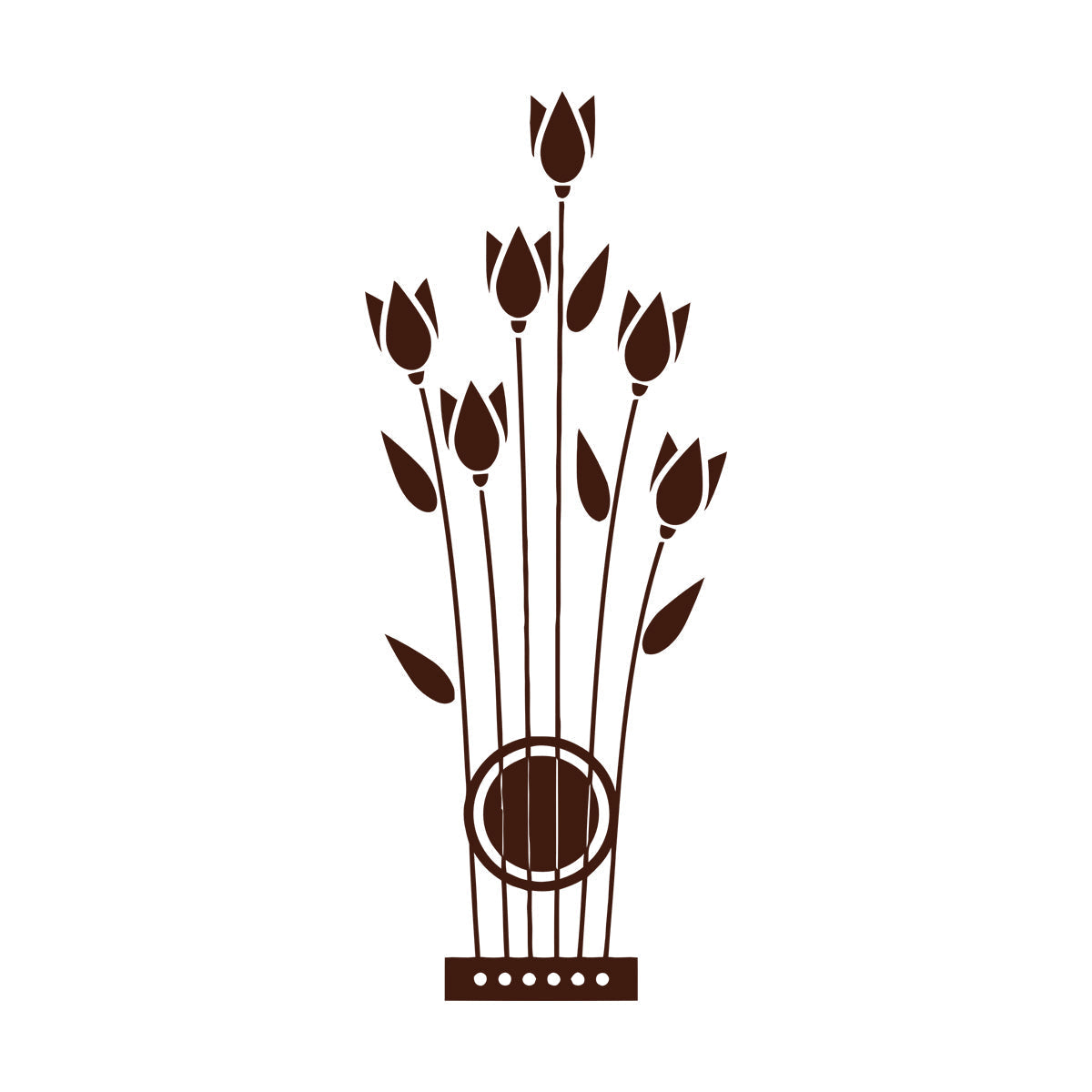 Wall Vinyl Sticker Decor Flowers Tulips Musical Instrument Strings Wall Beautification