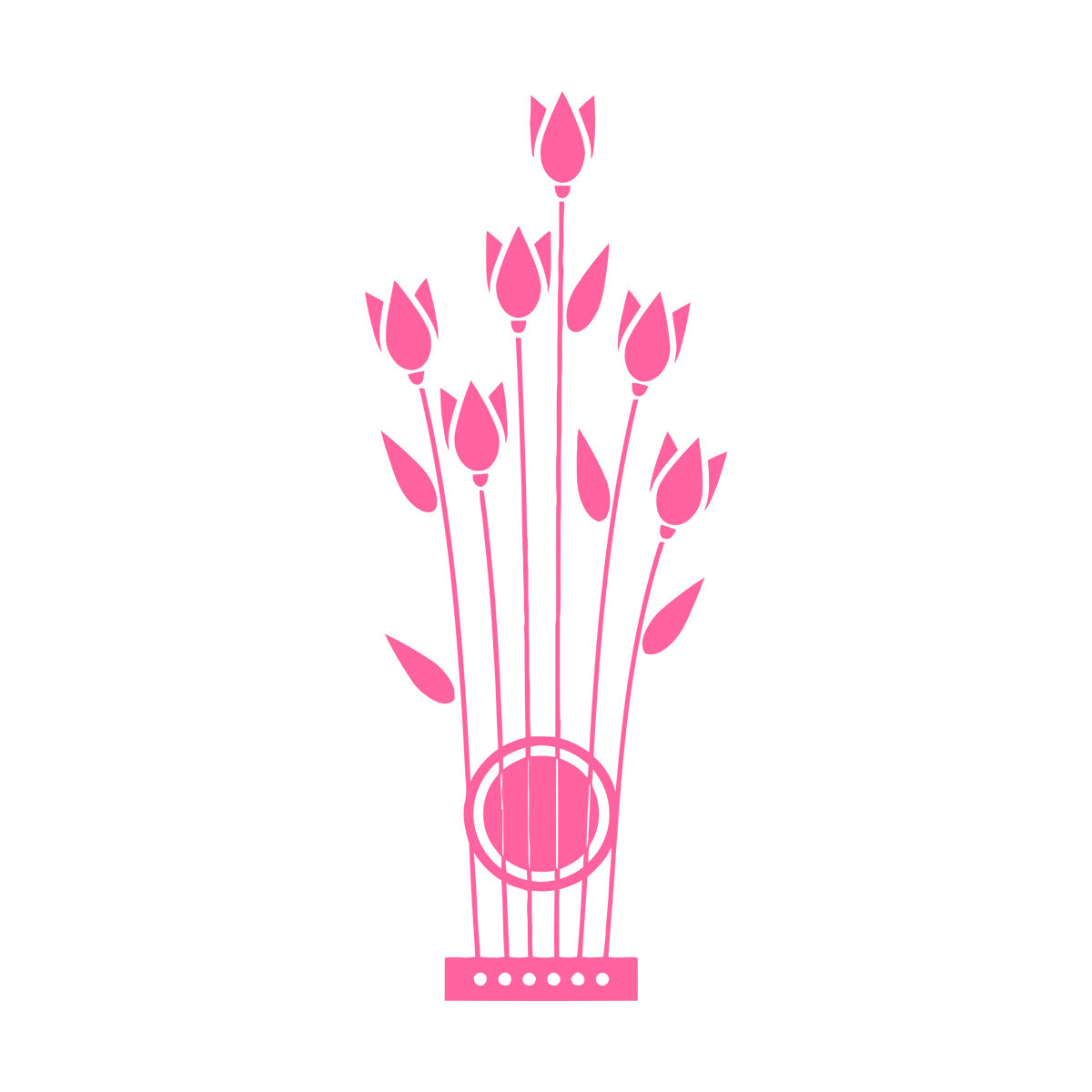 Wall Vinyl Sticker Decor Flowers Tulips Musical Instrument Strings Wall Beautification