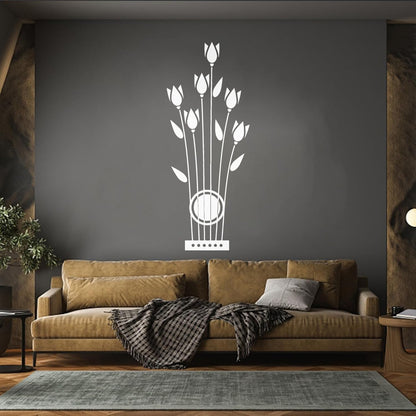 Wall Vinyl Sticker Decor Flowers Tulips Musical Instrument Strings Wall Beautification